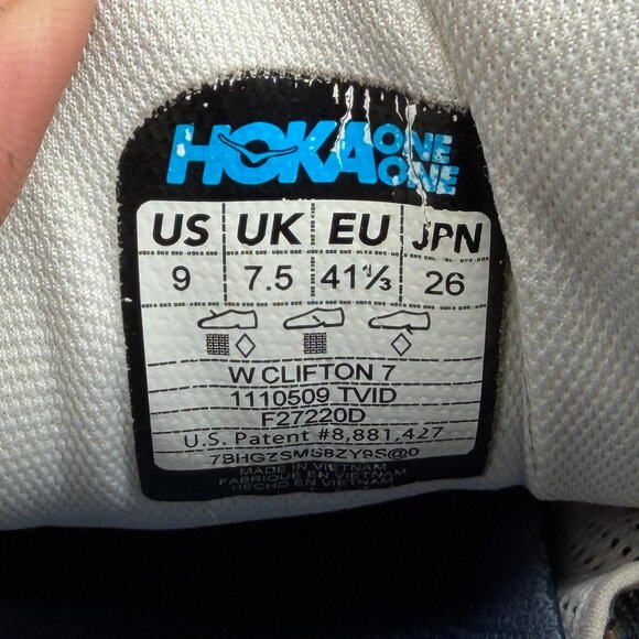 Hoka Clifton 7 Running Shoes Women's Size 9 White Blue Athletic Training Sneaker - Picture 12 of 12